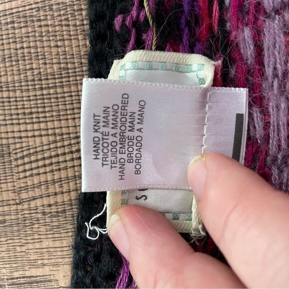 Vintage Susan Bristol Hand Knit Colorful Purple Mohair Wool Blend Sweater Size M - Picture 5 of 8